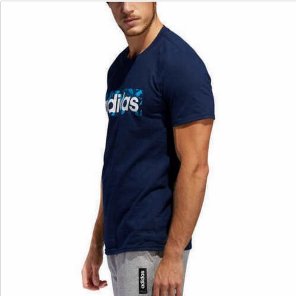 NEW Adidas Mens Graphic Tee Shirt Navy L, XL - Picture 2 of 3